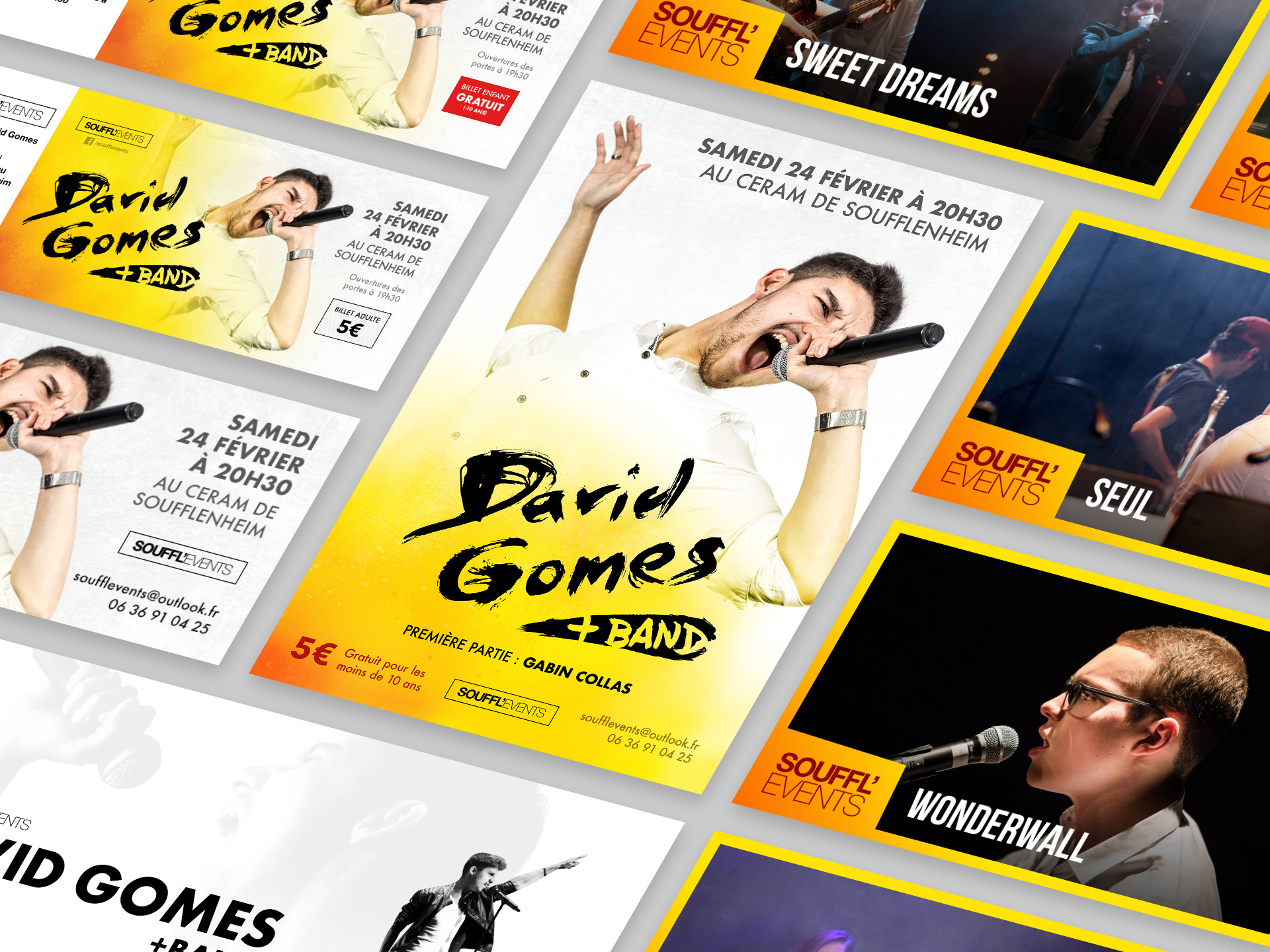 Supports de communication pour David Gomes + Band